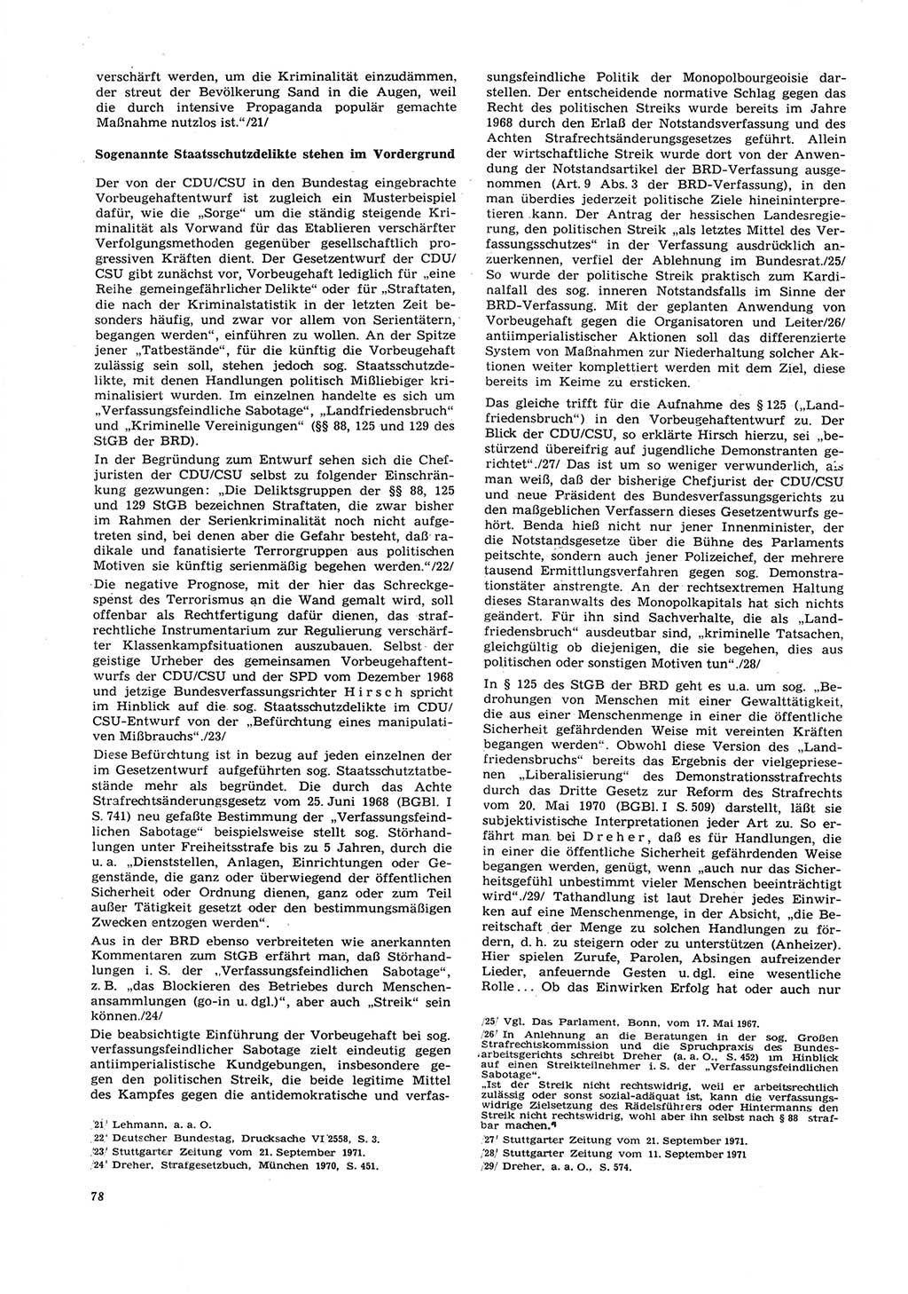 Neue Justiz (NJ), Zeitschrift für Recht und Rechtswissenschaft [Deutsche Demokratische Republik (DDR)], 26. Jahrgang 1972, Seite 78 (NJ DDR 1972, S. 78)