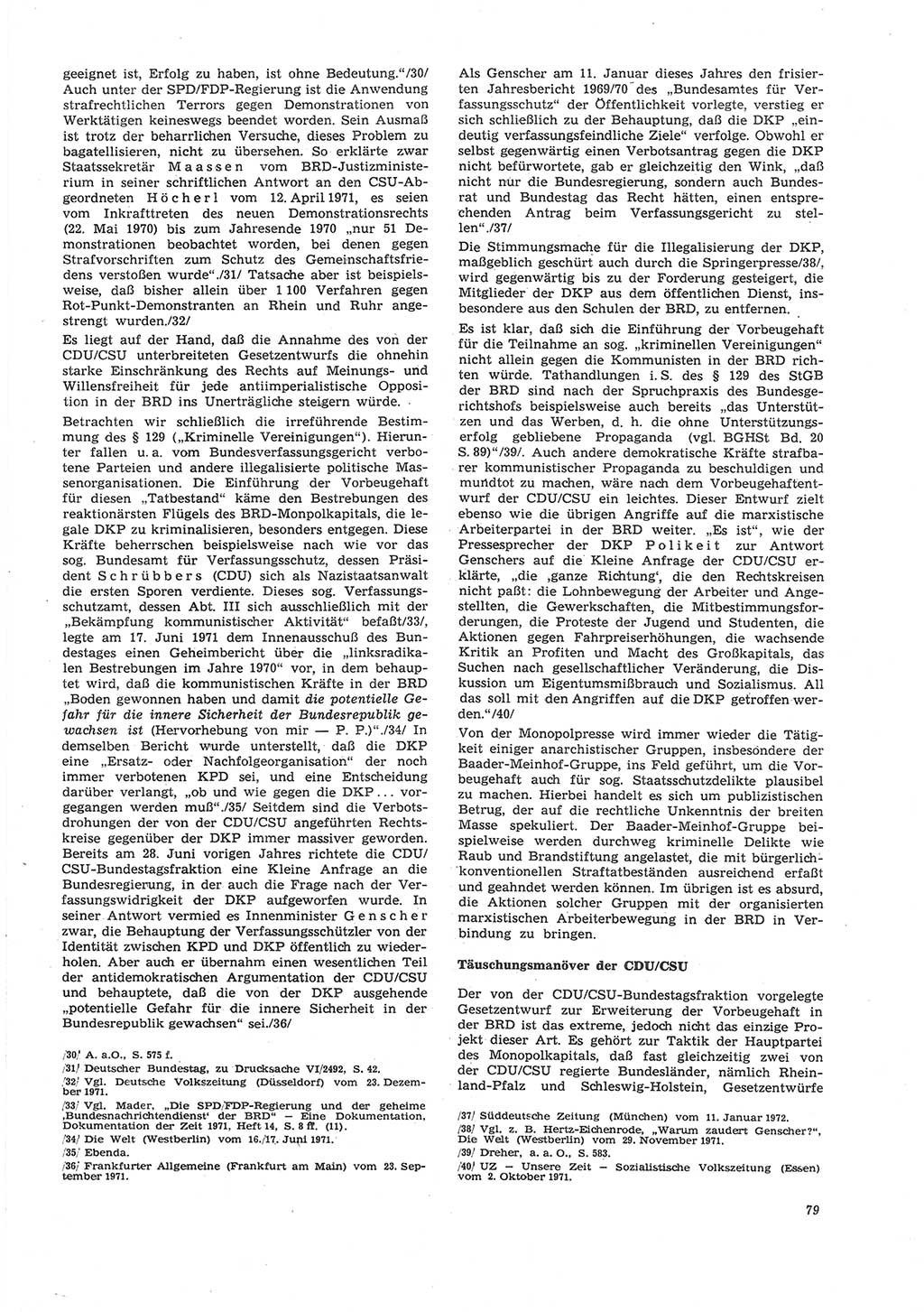 Neue Justiz (NJ), Zeitschrift für Recht und Rechtswissenschaft [Deutsche Demokratische Republik (DDR)], 26. Jahrgang 1972, Seite 79 (NJ DDR 1972, S. 79)