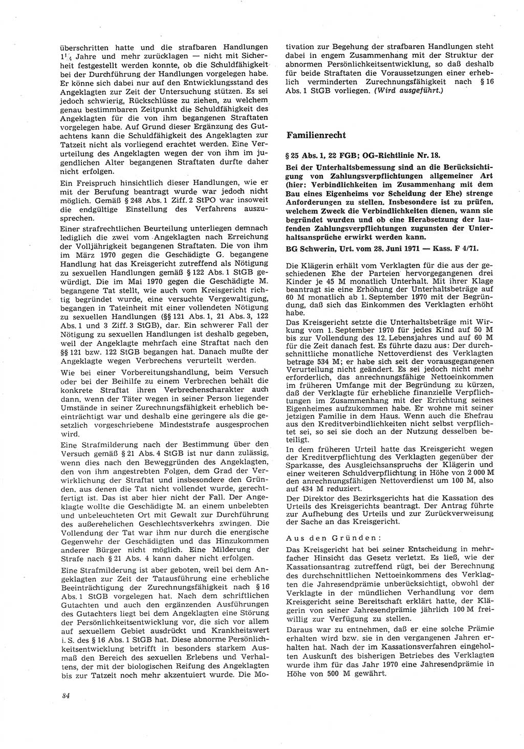 Neue Justiz (NJ), Zeitschrift für Recht und Rechtswissenschaft [Deutsche Demokratische Republik (DDR)], 26. Jahrgang 1972, Seite 84 (NJ DDR 1972, S. 84)