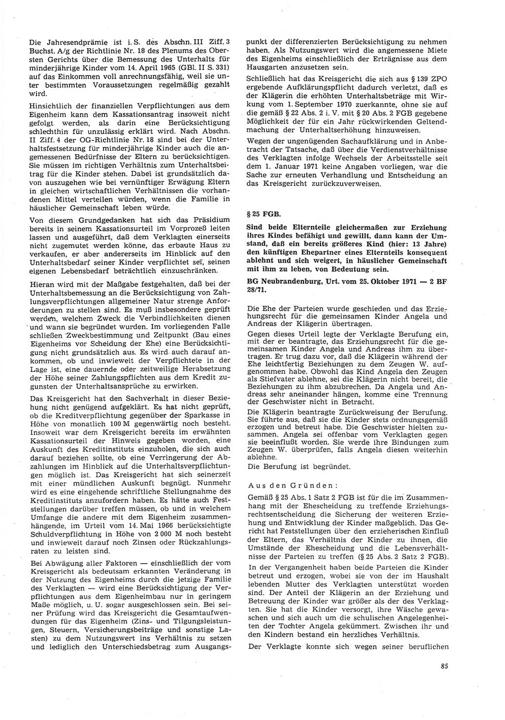 Neue Justiz (NJ), Zeitschrift für Recht und Rechtswissenschaft [Deutsche Demokratische Republik (DDR)], 26. Jahrgang 1972, Seite 85 (NJ DDR 1972, S. 85)