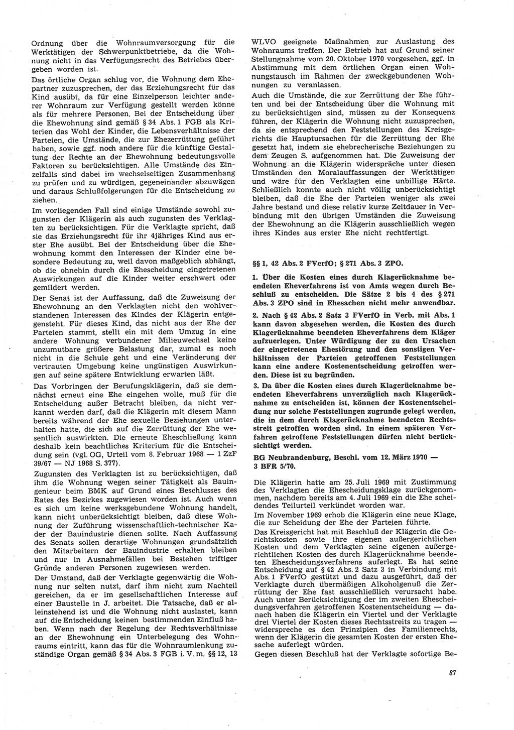 Neue Justiz (NJ), Zeitschrift für Recht und Rechtswissenschaft [Deutsche Demokratische Republik (DDR)], 26. Jahrgang 1972, Seite 87 (NJ DDR 1972, S. 87)