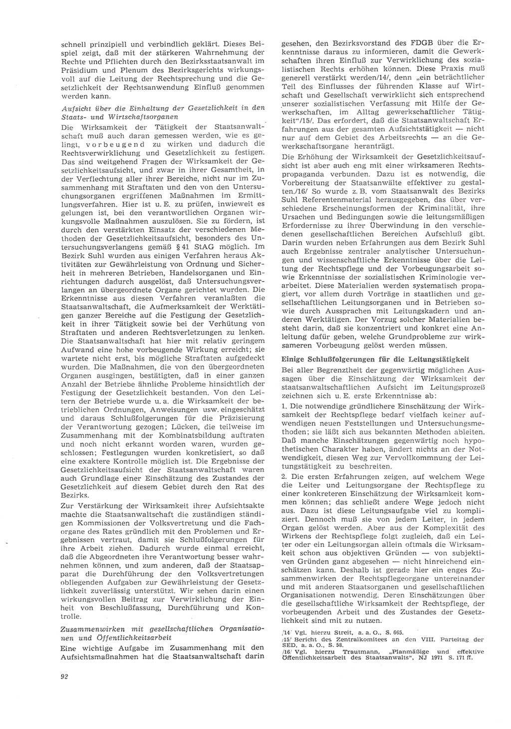 Neue Justiz (NJ), Zeitschrift für Recht und Rechtswissenschaft [Deutsche Demokratische Republik (DDR)], 26. Jahrgang 1972, Seite 92 (NJ DDR 1972, S. 92)