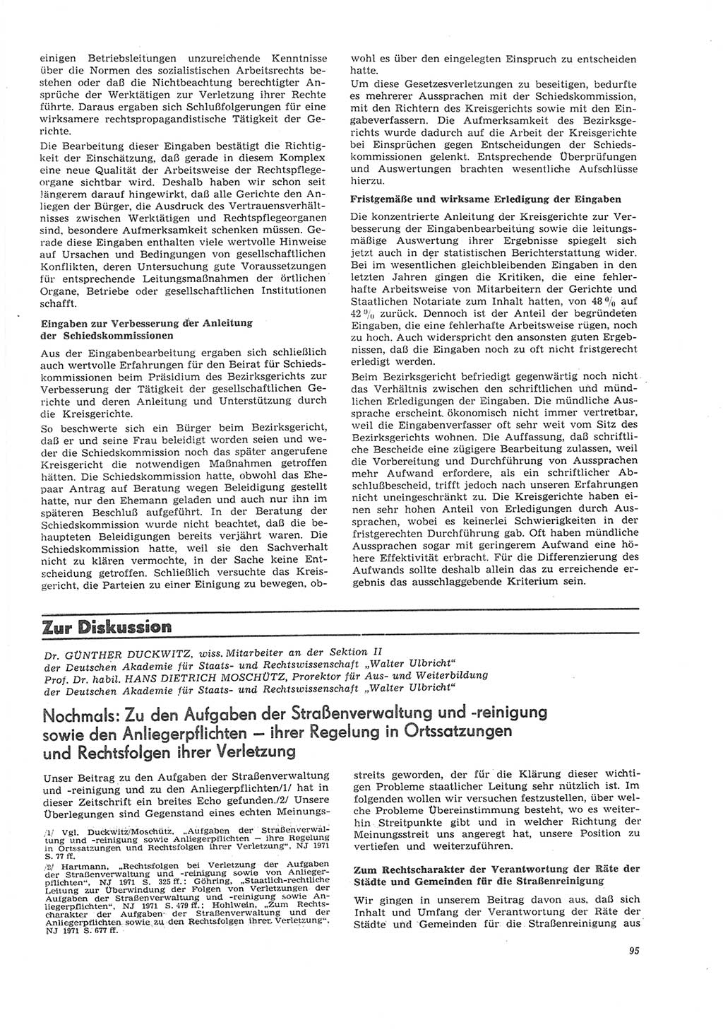 Neue Justiz (NJ), Zeitschrift für Recht und Rechtswissenschaft [Deutsche Demokratische Republik (DDR)], 26. Jahrgang 1972, Seite 95 (NJ DDR 1972, S. 95)