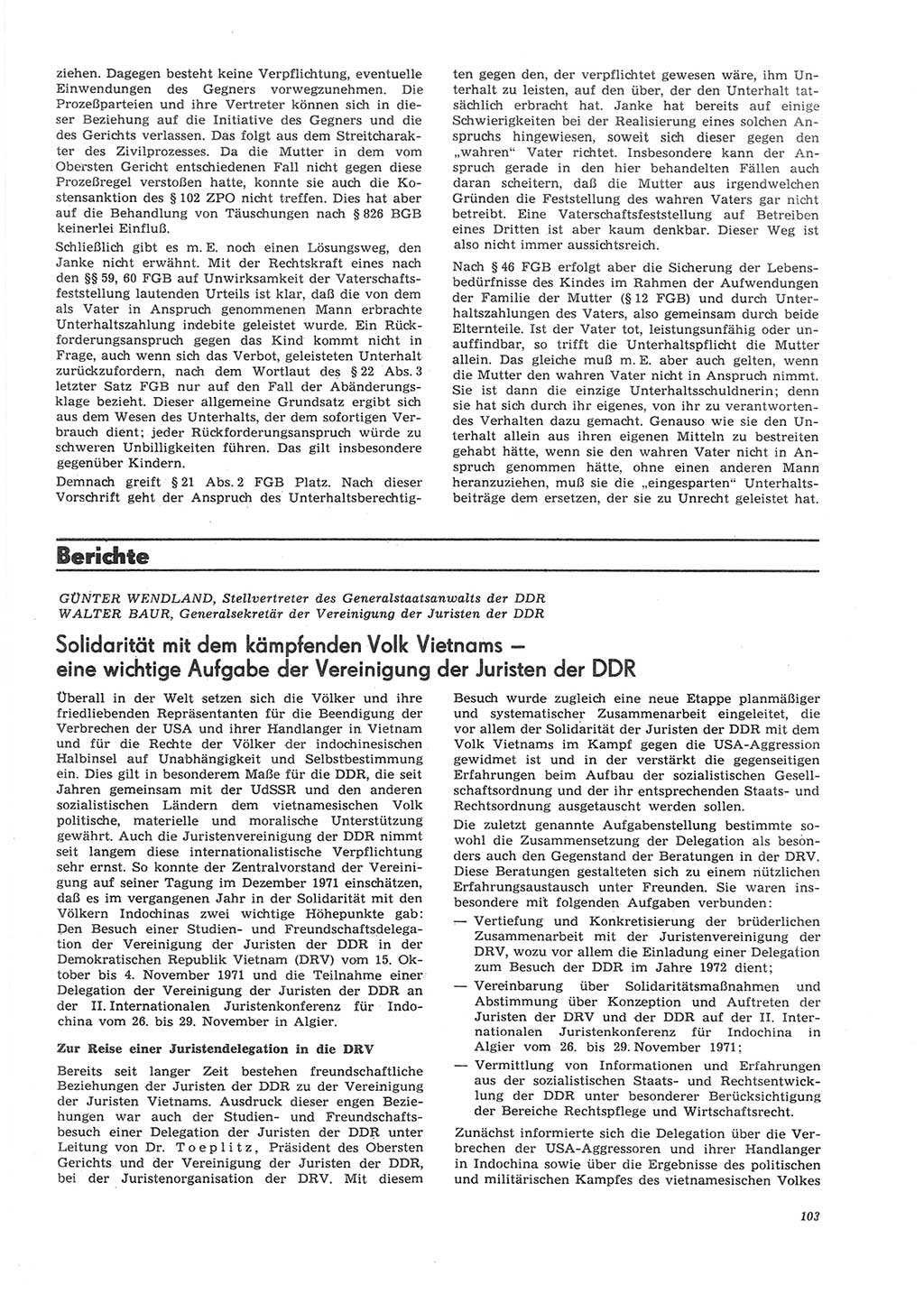 Neue Justiz (NJ), Zeitschrift für Recht und Rechtswissenschaft [Deutsche Demokratische Republik (DDR)], 26. Jahrgang 1972, Seite 103 (NJ DDR 1972, S. 103)