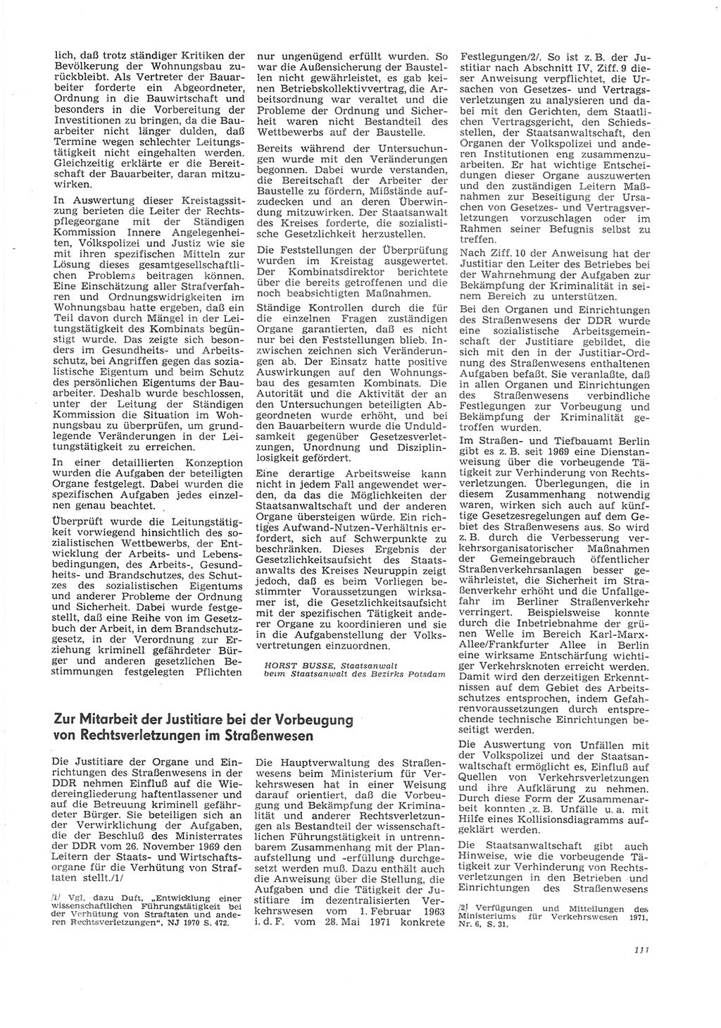 Neue Justiz (NJ), Zeitschrift für Recht und Rechtswissenschaft [Deutsche Demokratische Republik (DDR)], 26. Jahrgang 1972, Seite 111 (NJ DDR 1972, S. 111)