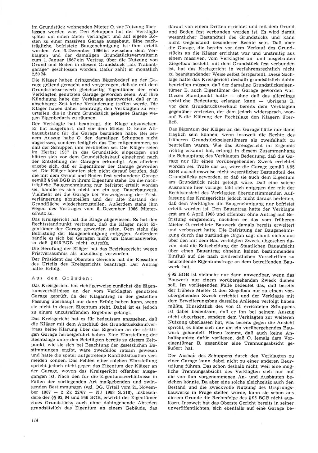 Neue Justiz (NJ), Zeitschrift für Recht und Rechtswissenschaft [Deutsche Demokratische Republik (DDR)], 26. Jahrgang 1972, Seite 114 (NJ DDR 1972, S. 114)
