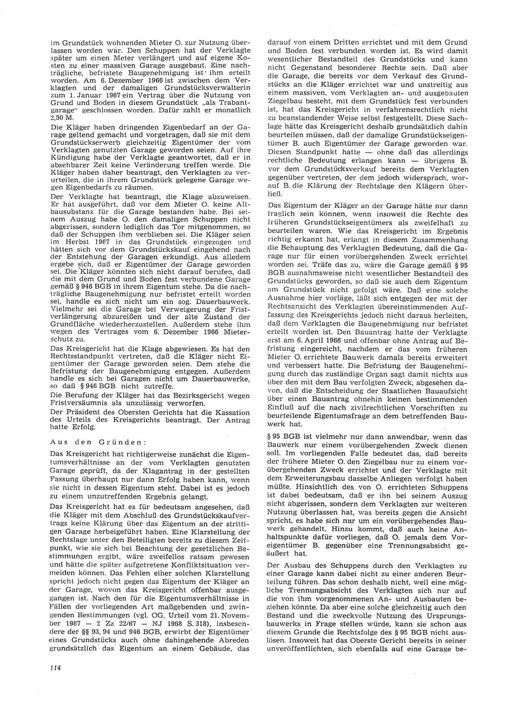 Neue Justiz (NJ), Zeitschrift für Recht und Rechtswissenschaft [Deutsche Demokratische Republik (DDR)], 26. Jahrgang 1972, Seite 114 (NJ DDR 1972, S. 114)