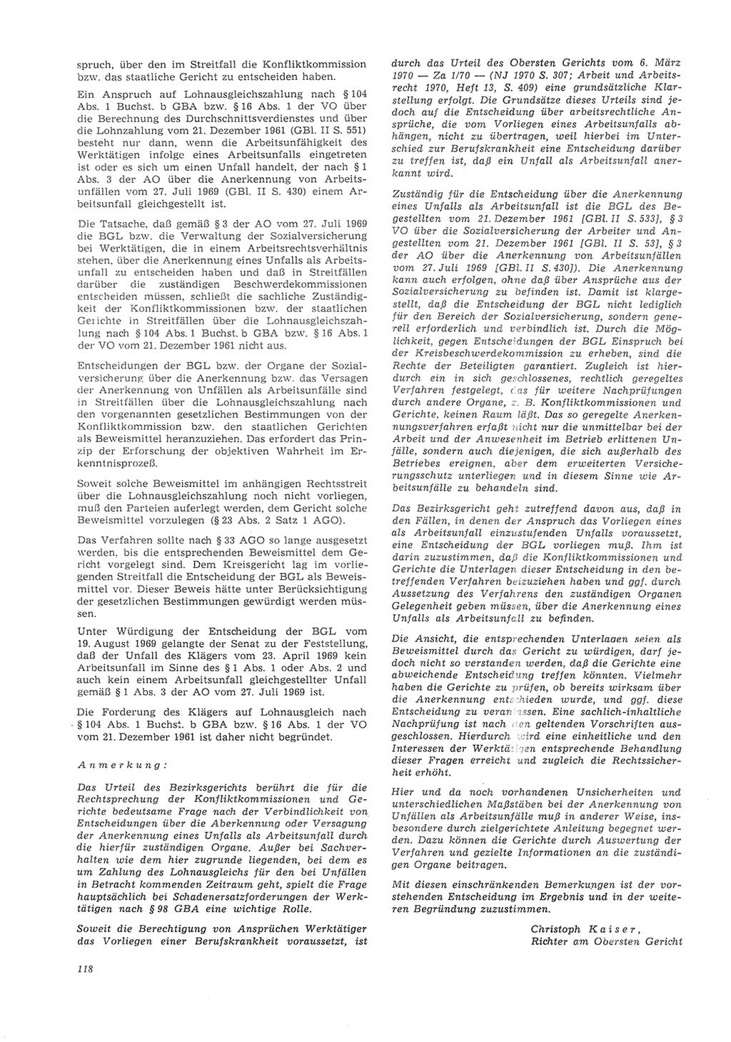 Neue Justiz (NJ), Zeitschrift für Recht und Rechtswissenschaft [Deutsche Demokratische Republik (DDR)], 26. Jahrgang 1972, Seite 118 (NJ DDR 1972, S. 118)