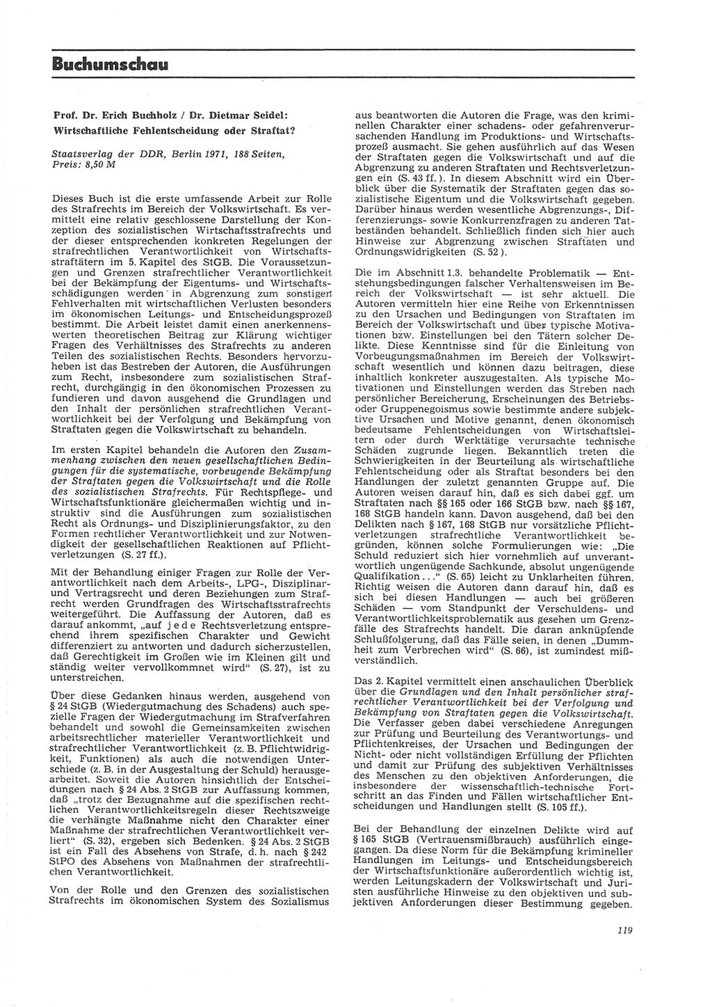 Neue Justiz (NJ), Zeitschrift für Recht und Rechtswissenschaft [Deutsche Demokratische Republik (DDR)], 26. Jahrgang 1972, Seite 119 (NJ DDR 1972, S. 119)