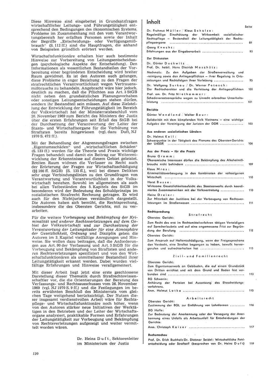Neue Justiz (NJ), Zeitschrift für Recht und Rechtswissenschaft [Deutsche Demokratische Republik (DDR)], 26. Jahrgang 1972, Seite 120 (NJ DDR 1972, S. 120)