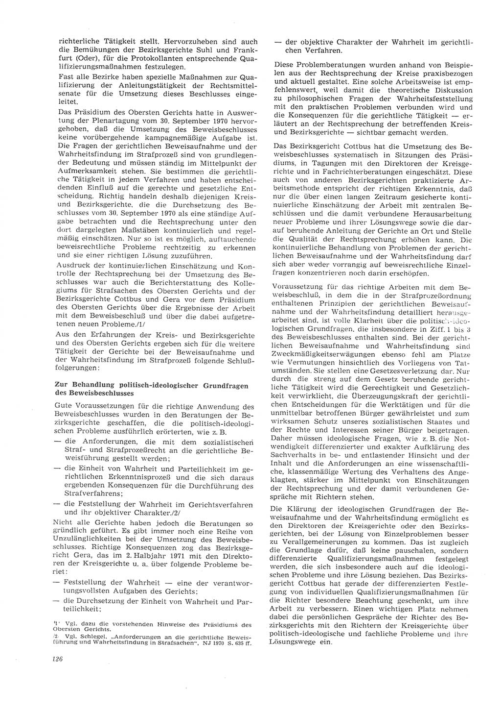 Neue Justiz (NJ), Zeitschrift für Recht und Rechtswissenschaft [Deutsche Demokratische Republik (DDR)], 26. Jahrgang 1972, Seite 126 (NJ DDR 1972, S. 126)