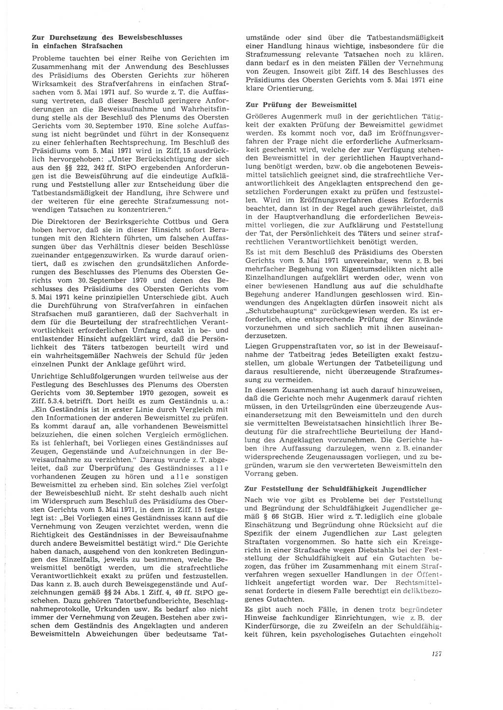 Neue Justiz (NJ), Zeitschrift für Recht und Rechtswissenschaft [Deutsche Demokratische Republik (DDR)], 26. Jahrgang 1972, Seite 127 (NJ DDR 1972, S. 127)