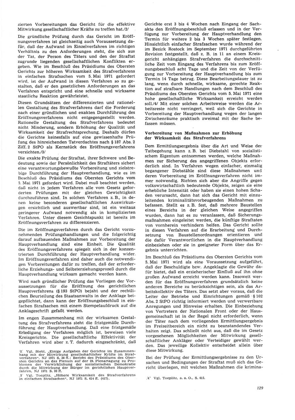 Neue Justiz (NJ), Zeitschrift für Recht und Rechtswissenschaft [Deutsche Demokratische Republik (DDR)], 26. Jahrgang 1972, Seite 129 (NJ DDR 1972, S. 129)