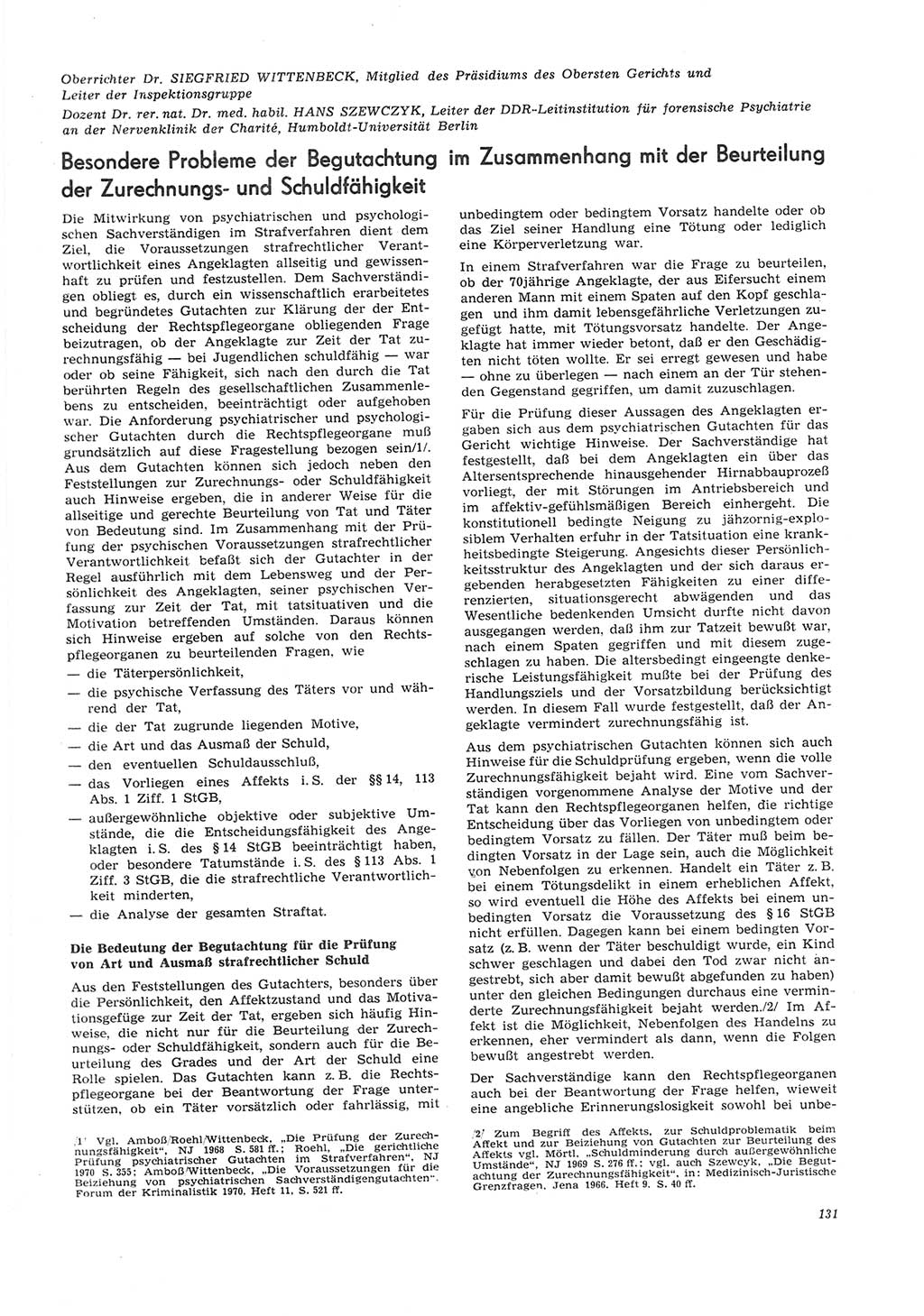 Neue Justiz (NJ), Zeitschrift für Recht und Rechtswissenschaft [Deutsche Demokratische Republik (DDR)], 26. Jahrgang 1972, Seite 131 (NJ DDR 1972, S. 131)