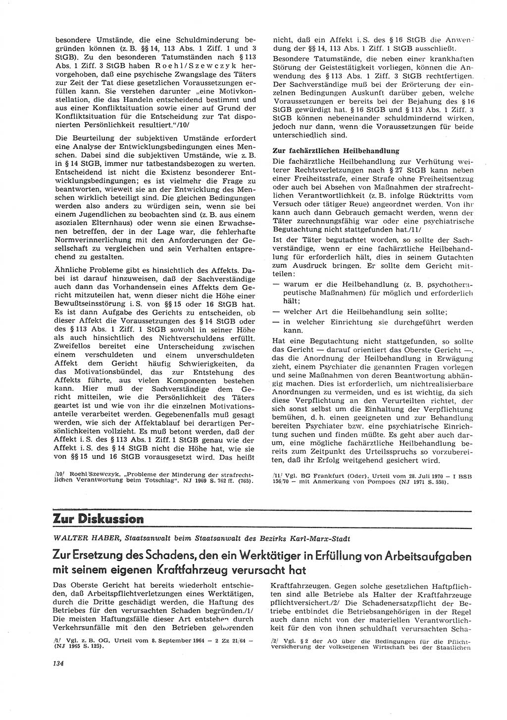 Neue Justiz (NJ), Zeitschrift für Recht und Rechtswissenschaft [Deutsche Demokratische Republik (DDR)], 26. Jahrgang 1972, Seite 134 (NJ DDR 1972, S. 134)