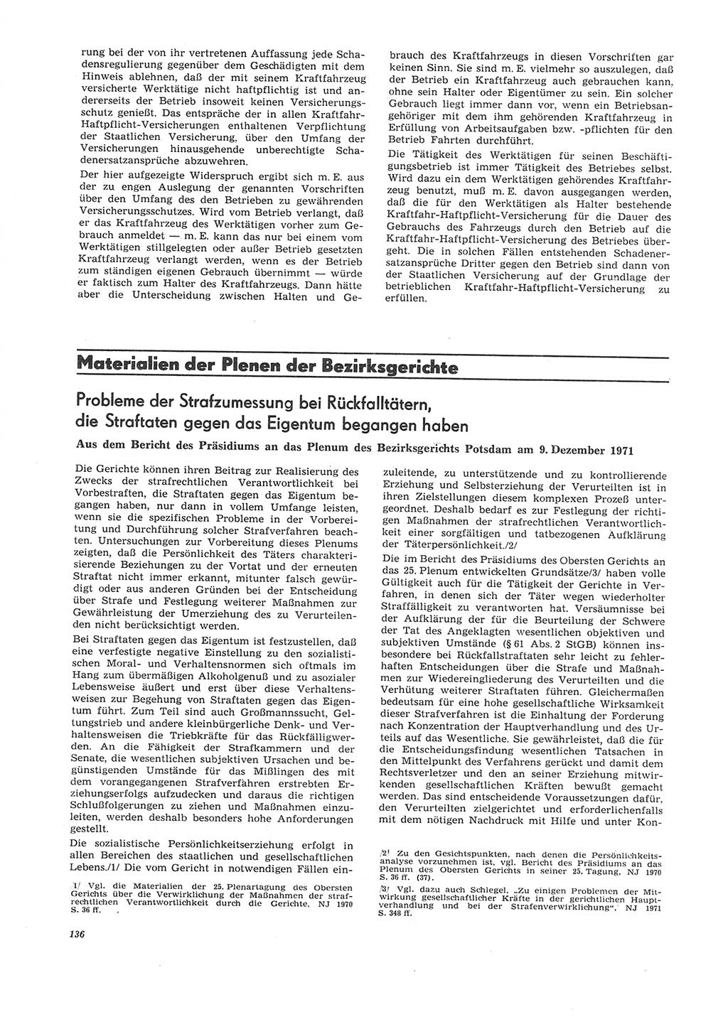 Neue Justiz (NJ), Zeitschrift für Recht und Rechtswissenschaft [Deutsche Demokratische Republik (DDR)], 26. Jahrgang 1972, Seite 136 (NJ DDR 1972, S. 136)