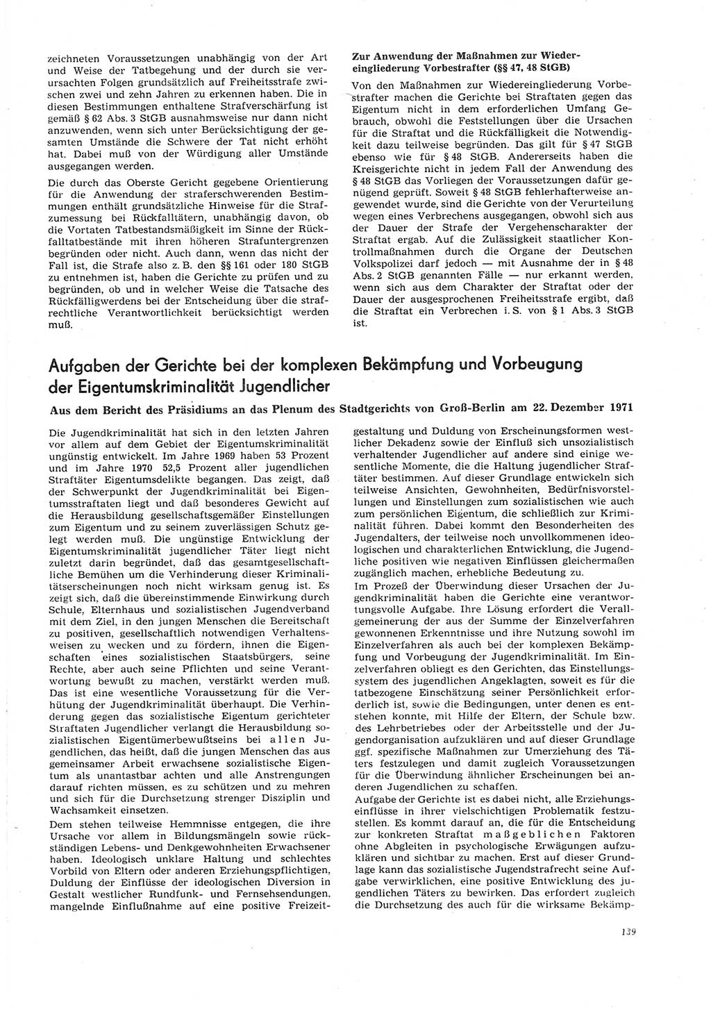 Neue Justiz (NJ), Zeitschrift für Recht und Rechtswissenschaft [Deutsche Demokratische Republik (DDR)], 26. Jahrgang 1972, Seite 139 (NJ DDR 1972, S. 139)