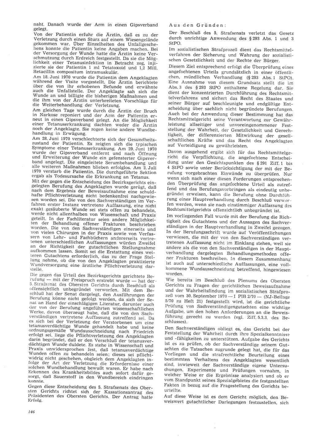Neue Justiz (NJ), Zeitschrift für Recht und Rechtswissenschaft [Deutsche Demokratische Republik (DDR)], 26. Jahrgang 1972, Seite 146 (NJ DDR 1972, S. 146)