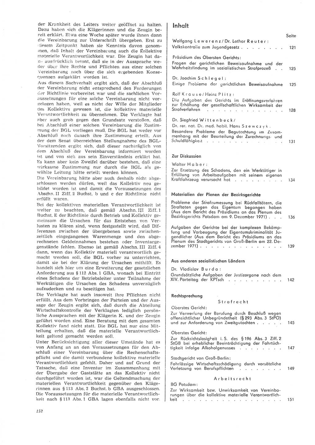 Neue Justiz (NJ), Zeitschrift für Recht und Rechtswissenschaft [Deutsche Demokratische Republik (DDR)], 26. Jahrgang 1972, Seite 152 (NJ DDR 1972, S. 152)