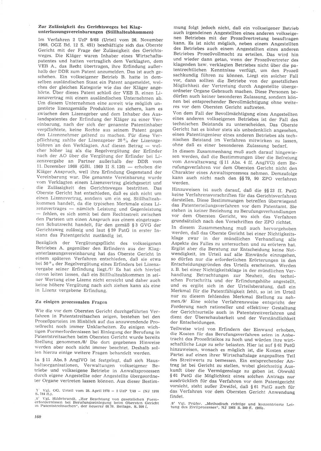 Neue Justiz (NJ), Zeitschrift für Recht und Rechtswissenschaft [Deutsche Demokratische Republik (DDR)], 26. Jahrgang 1972, Seite 160 (NJ DDR 1972, S. 160)