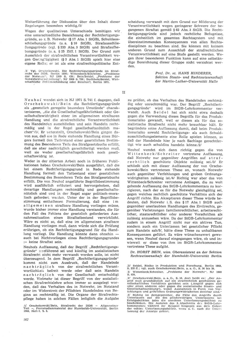 Neue Justiz (NJ), Zeitschrift für Recht und Rechtswissenschaft [Deutsche Demokratische Republik (DDR)], 26. Jahrgang 1972, Seite 162 (NJ DDR 1972, S. 162)