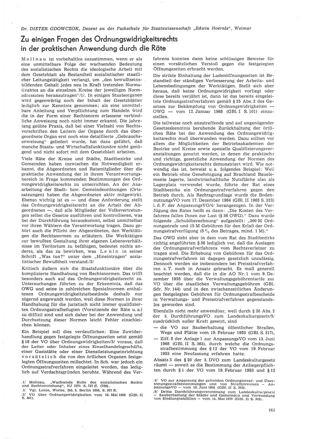 Neue Justiz (NJ), Zeitschrift für Recht und Rechtswissenschaft [Deutsche Demokratische Republik (DDR)], 26. Jahrgang 1972, Seite 163 (NJ DDR 1972, S. 163)