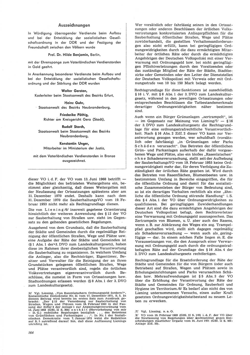Neue Justiz (NJ), Zeitschrift für Recht und Rechtswissenschaft [Deutsche Demokratische Republik (DDR)], 26. Jahrgang 1972, Seite 164 (NJ DDR 1972, S. 164)