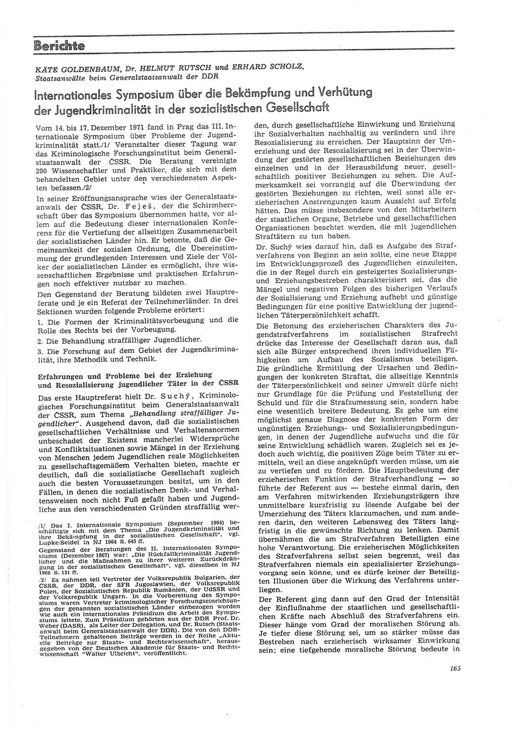Neue Justiz (NJ), Zeitschrift für Recht und Rechtswissenschaft [Deutsche Demokratische Republik (DDR)], 26. Jahrgang 1972, Seite 165 (NJ DDR 1972, S. 165)