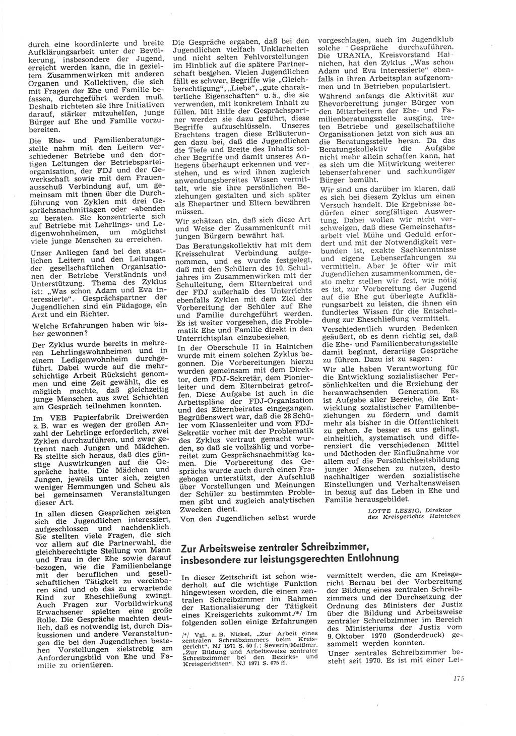 Neue Justiz (NJ), Zeitschrift für Recht und Rechtswissenschaft [Deutsche Demokratische Republik (DDR)], 26. Jahrgang 1972, Seite 175 (NJ DDR 1972, S. 175)