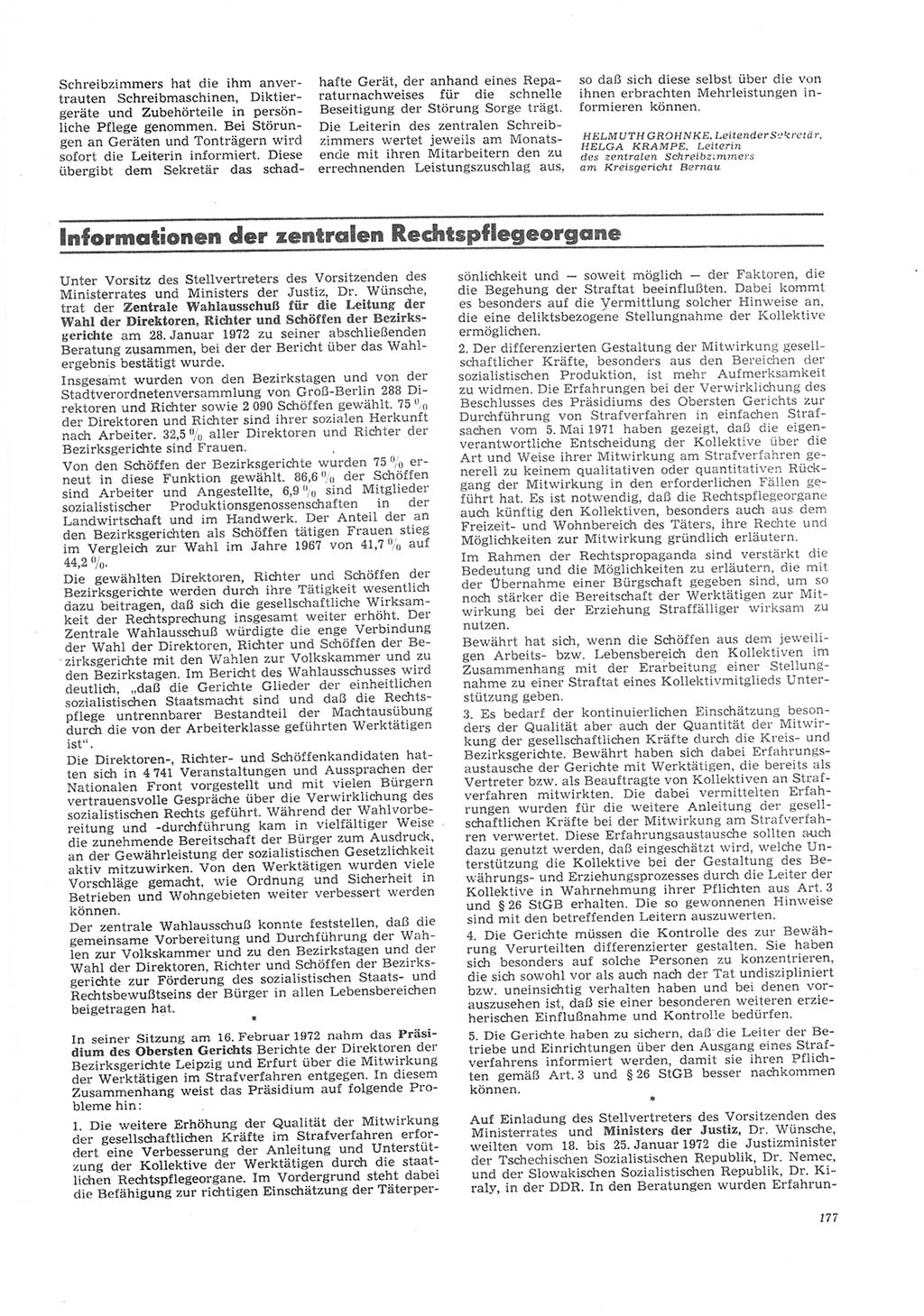 Neue Justiz (NJ), Zeitschrift für Recht und Rechtswissenschaft [Deutsche Demokratische Republik (DDR)], 26. Jahrgang 1972, Seite 177 (NJ DDR 1972, S. 177)