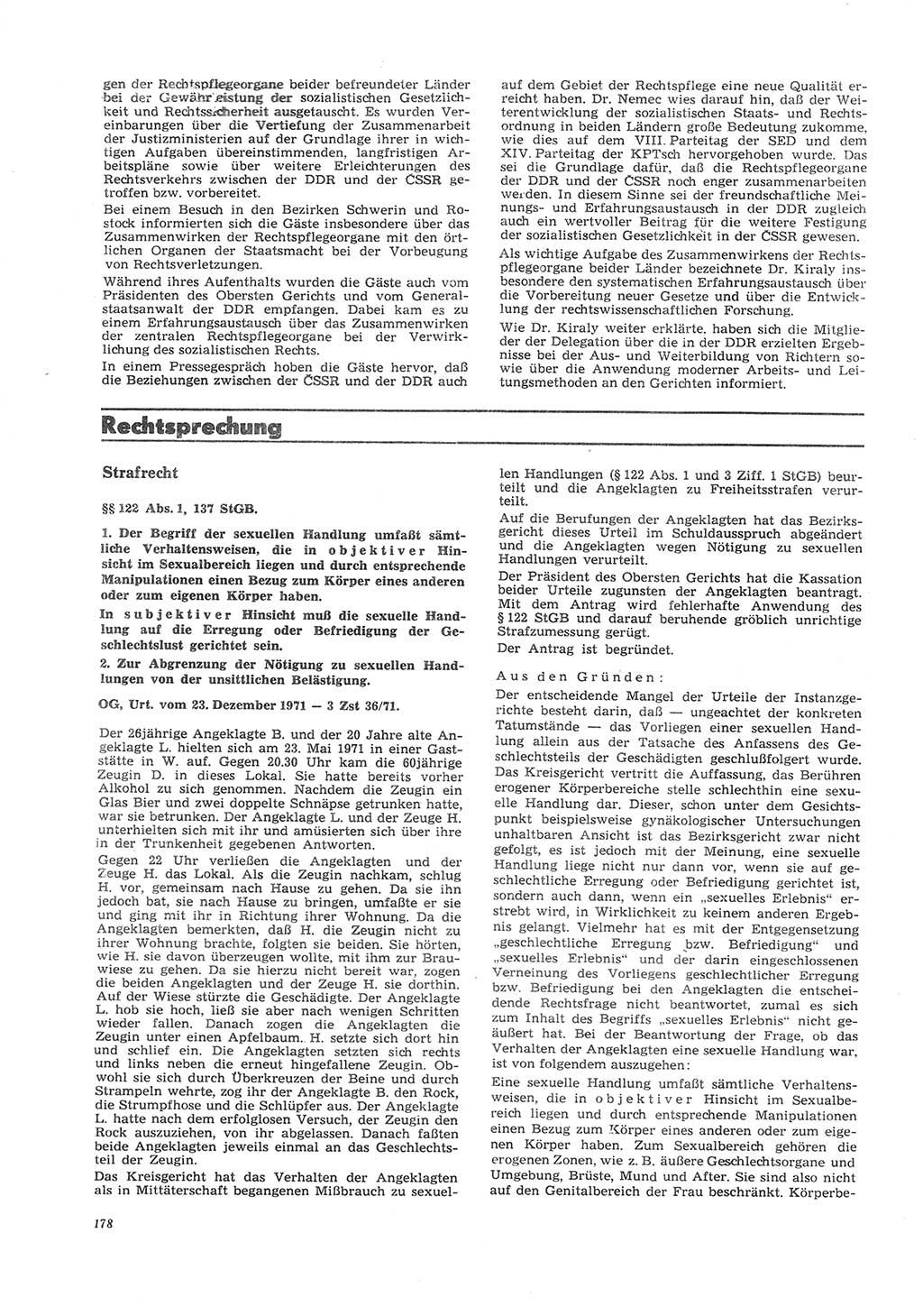 Neue Justiz (NJ), Zeitschrift für Recht und Rechtswissenschaft [Deutsche Demokratische Republik (DDR)], 26. Jahrgang 1972, Seite 178 (NJ DDR 1972, S. 178)