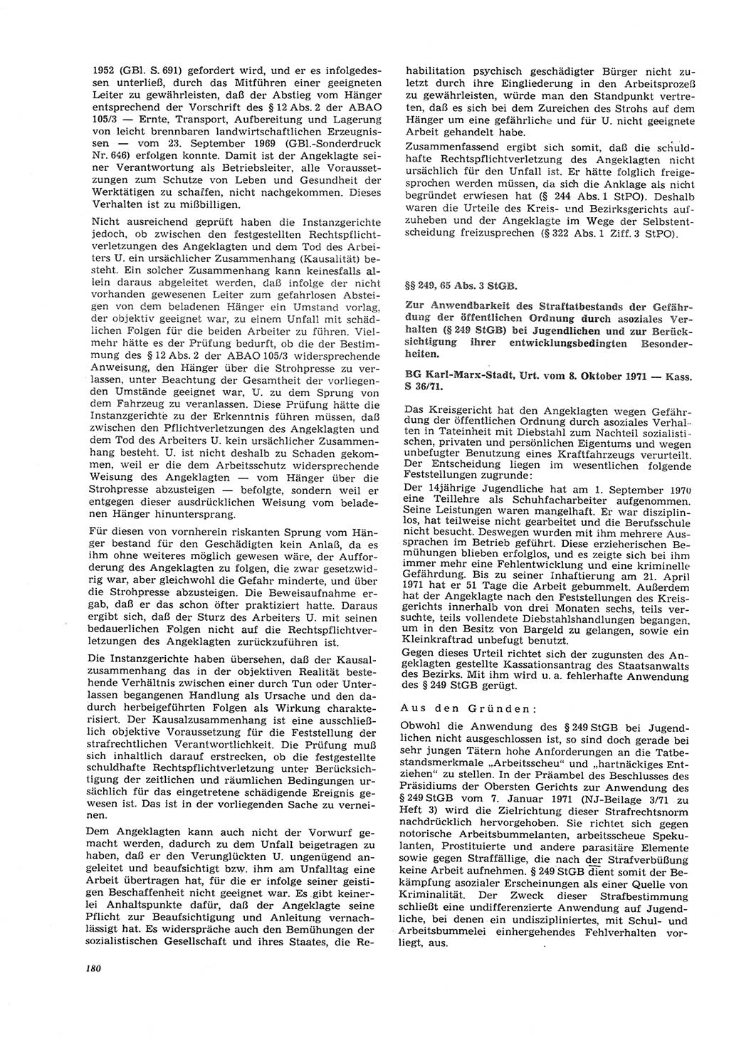 Neue Justiz (NJ), Zeitschrift für Recht und Rechtswissenschaft [Deutsche Demokratische Republik (DDR)], 26. Jahrgang 1972, Seite 180 (NJ DDR 1972, S. 180)