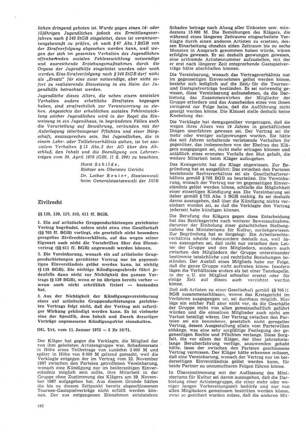 Neue Justiz (NJ), Zeitschrift für Recht und Rechtswissenschaft [Deutsche Demokratische Republik (DDR)], 26. Jahrgang 1972, Seite 182 (NJ DDR 1972, S. 182)