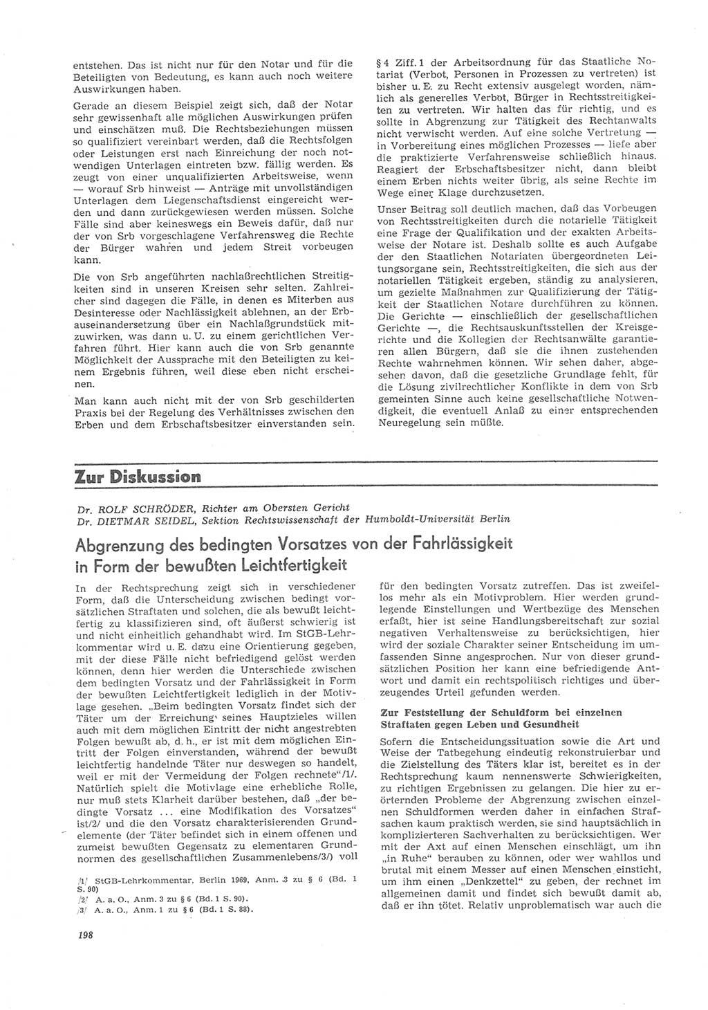 Neue Justiz (NJ), Zeitschrift für Recht und Rechtswissenschaft [Deutsche Demokratische Republik (DDR)], 26. Jahrgang 1972, Seite 198 (NJ DDR 1972, S. 198)