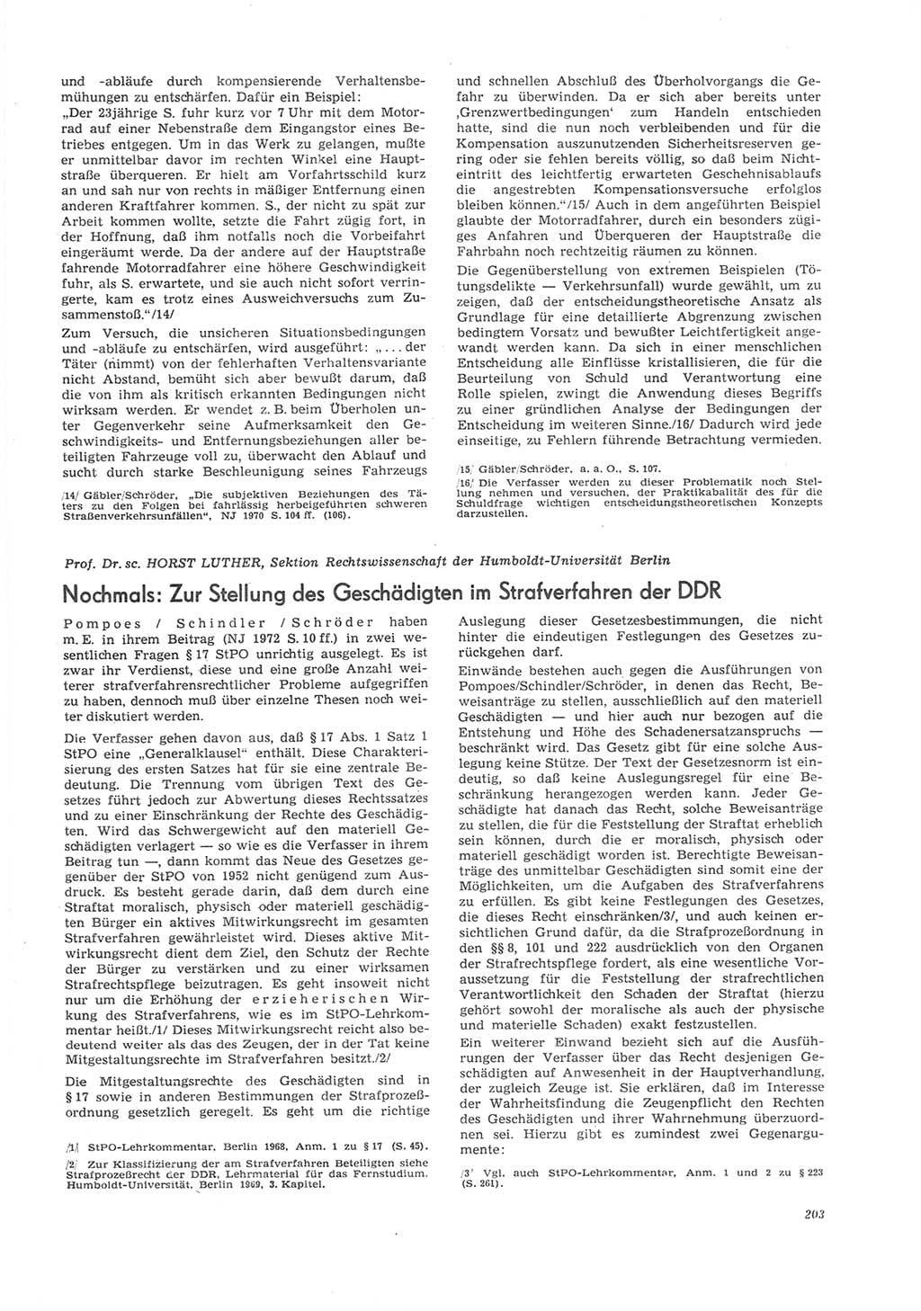 Neue Justiz (NJ), Zeitschrift für Recht und Rechtswissenschaft [Deutsche Demokratische Republik (DDR)], 26. Jahrgang 1972, Seite 203 (NJ DDR 1972, S. 203)