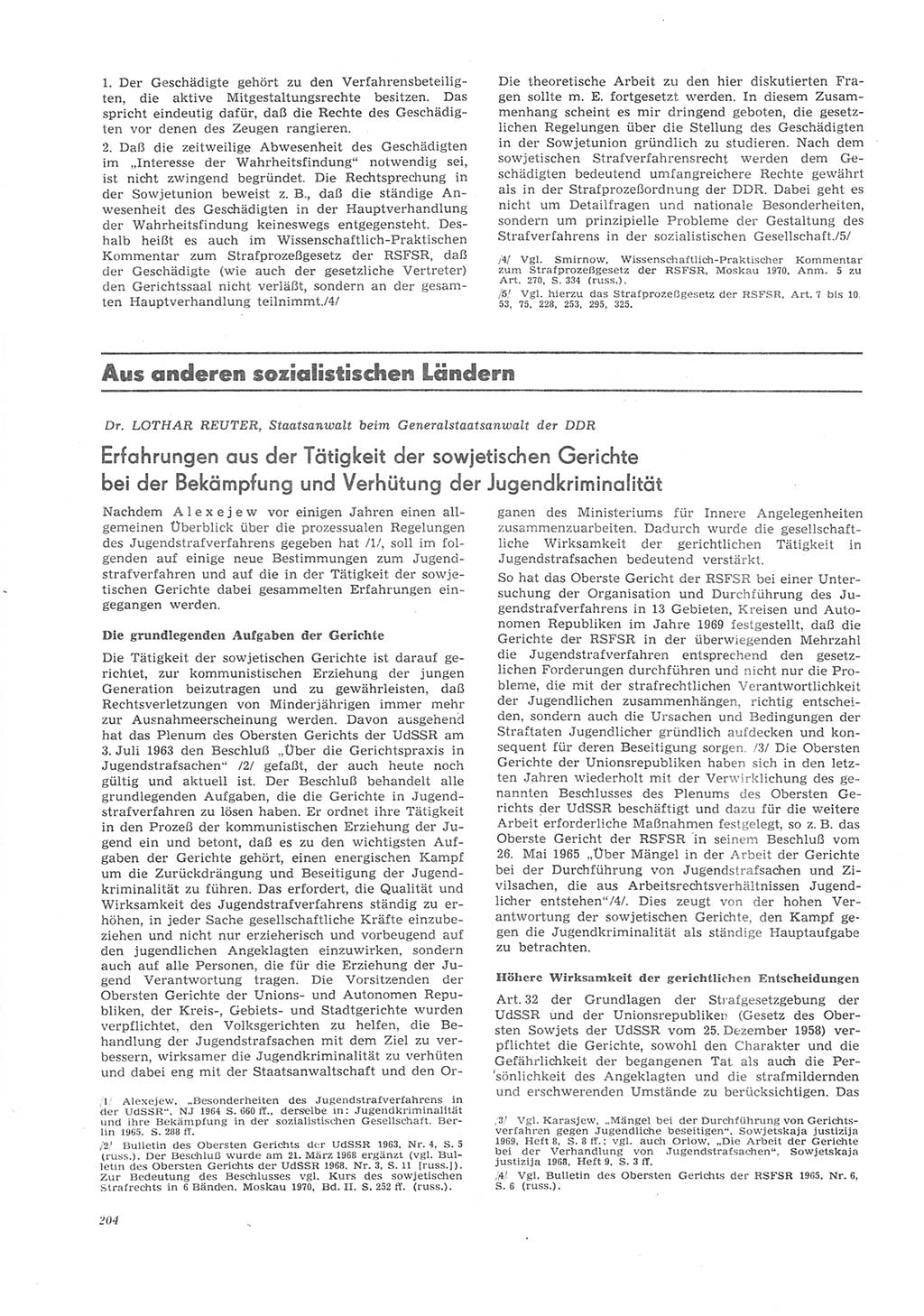 Neue Justiz (NJ), Zeitschrift für Recht und Rechtswissenschaft [Deutsche Demokratische Republik (DDR)], 26. Jahrgang 1972, Seite 204 (NJ DDR 1972, S. 204)