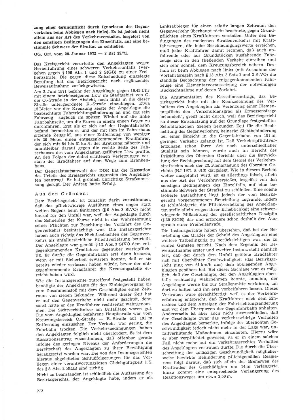 Neue Justiz (NJ), Zeitschrift für Recht und Rechtswissenschaft [Deutsche Demokratische Republik (DDR)], 26. Jahrgang 1972, Seite 212 (NJ DDR 1972, S. 212)
