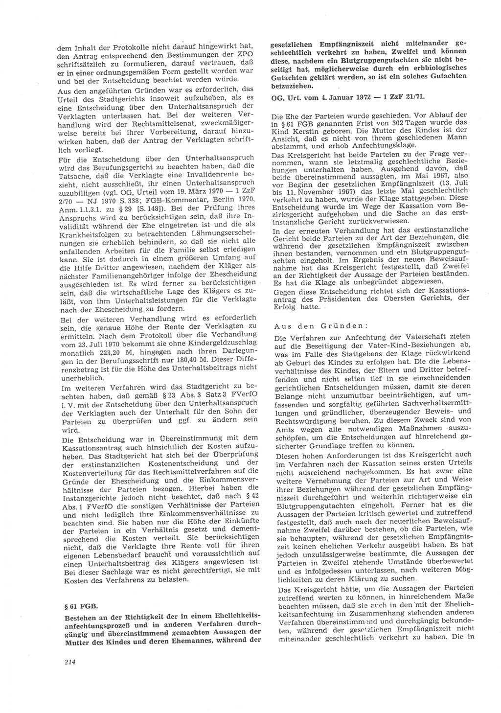 Neue Justiz (NJ), Zeitschrift für Recht und Rechtswissenschaft [Deutsche Demokratische Republik (DDR)], 26. Jahrgang 1972, Seite 214 (NJ DDR 1972, S. 214)