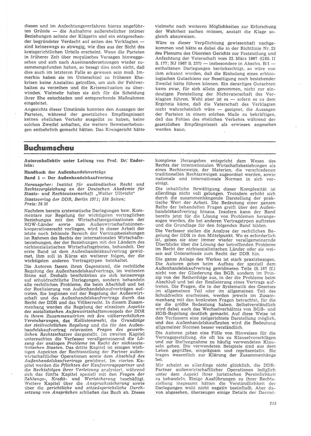 Neue Justiz (NJ), Zeitschrift für Recht und Rechtswissenschaft [Deutsche Demokratische Republik (DDR)], 26. Jahrgang 1972, Seite 215 (NJ DDR 1972, S. 215)