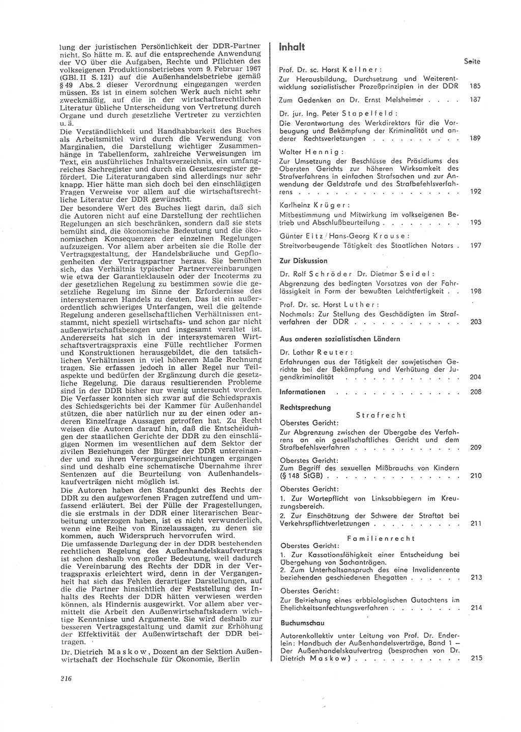 Neue Justiz (NJ), Zeitschrift für Recht und Rechtswissenschaft [Deutsche Demokratische Republik (DDR)], 26. Jahrgang 1972, Seite 216 (NJ DDR 1972, S. 216)