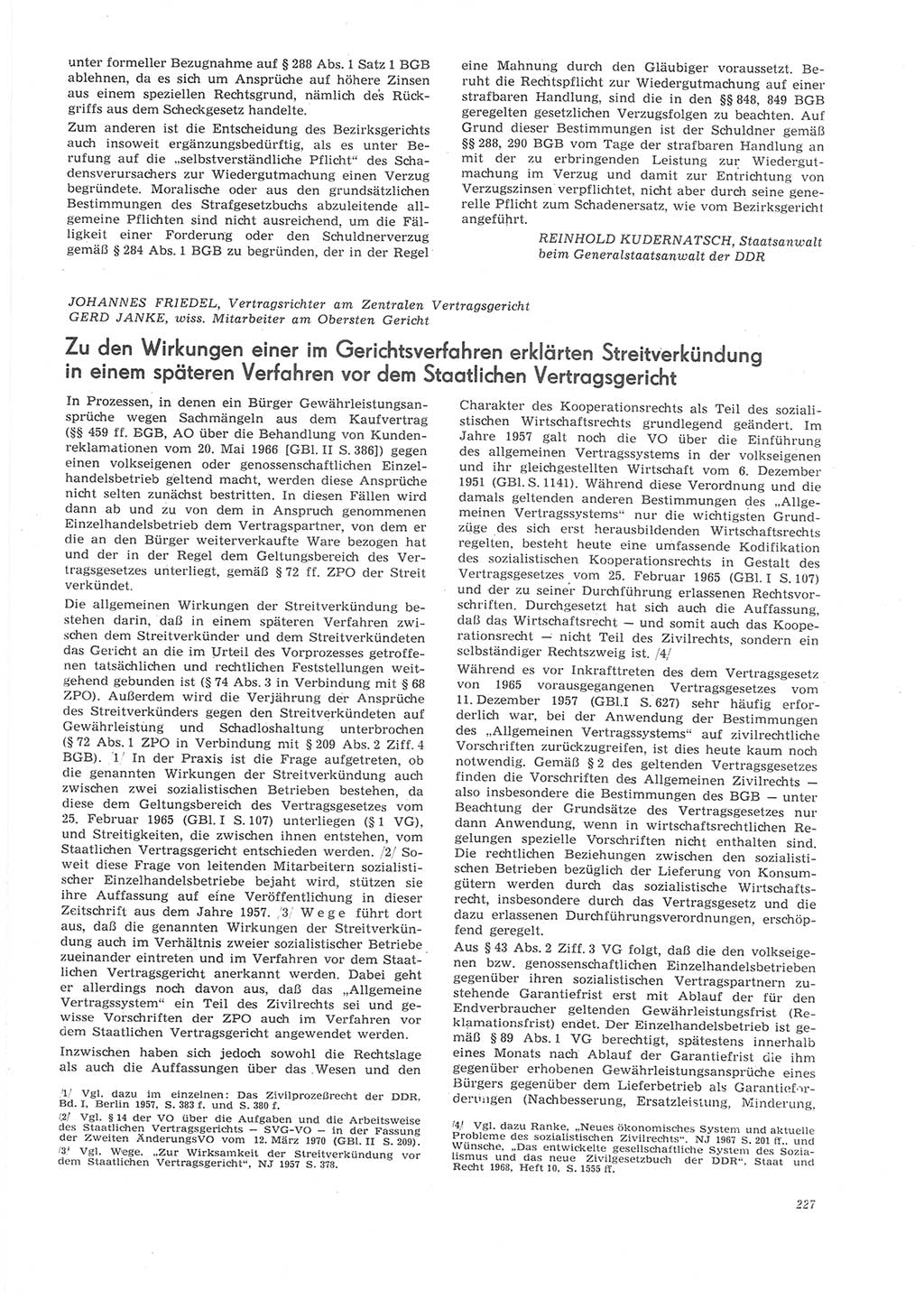 Neue Justiz (NJ), Zeitschrift für Recht und Rechtswissenschaft [Deutsche Demokratische Republik (DDR)], 26. Jahrgang 1972, Seite 227 (NJ DDR 1972, S. 227)