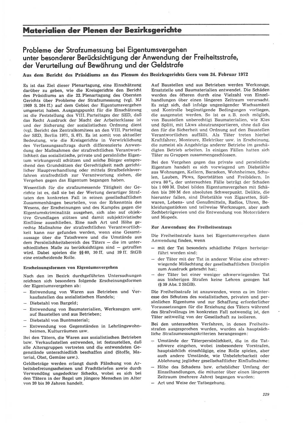 Neue Justiz (NJ), Zeitschrift für Recht und Rechtswissenschaft [Deutsche Demokratische Republik (DDR)], 26. Jahrgang 1972, Seite 229 (NJ DDR 1972, S. 229)