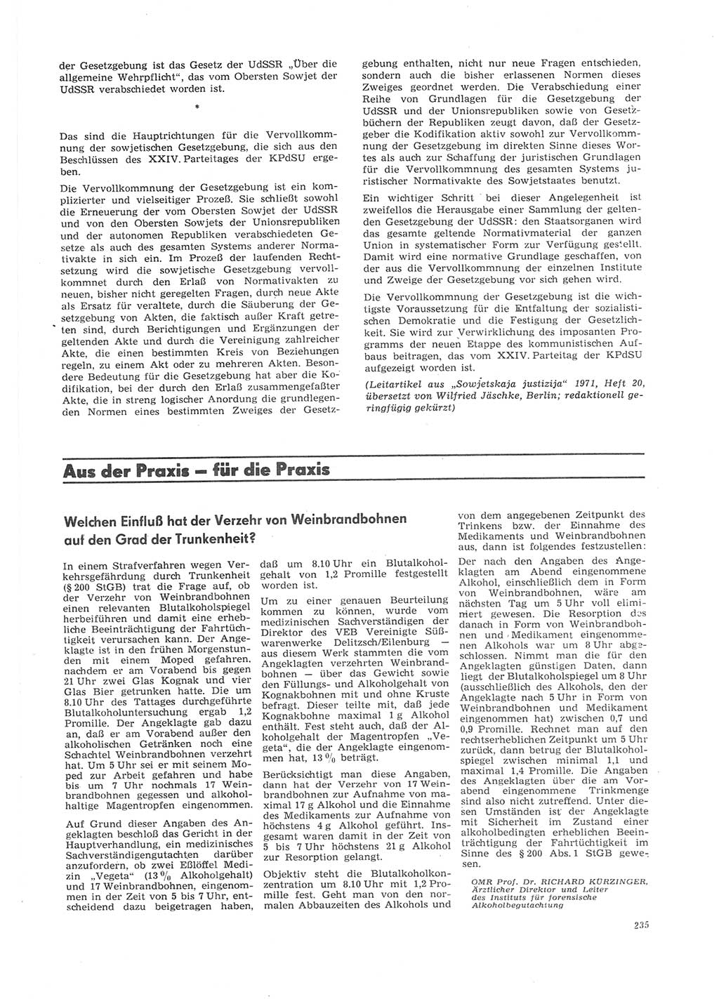 Neue Justiz (NJ), Zeitschrift für Recht und Rechtswissenschaft [Deutsche Demokratische Republik (DDR)], 26. Jahrgang 1972, Seite 235 (NJ DDR 1972, S. 235)