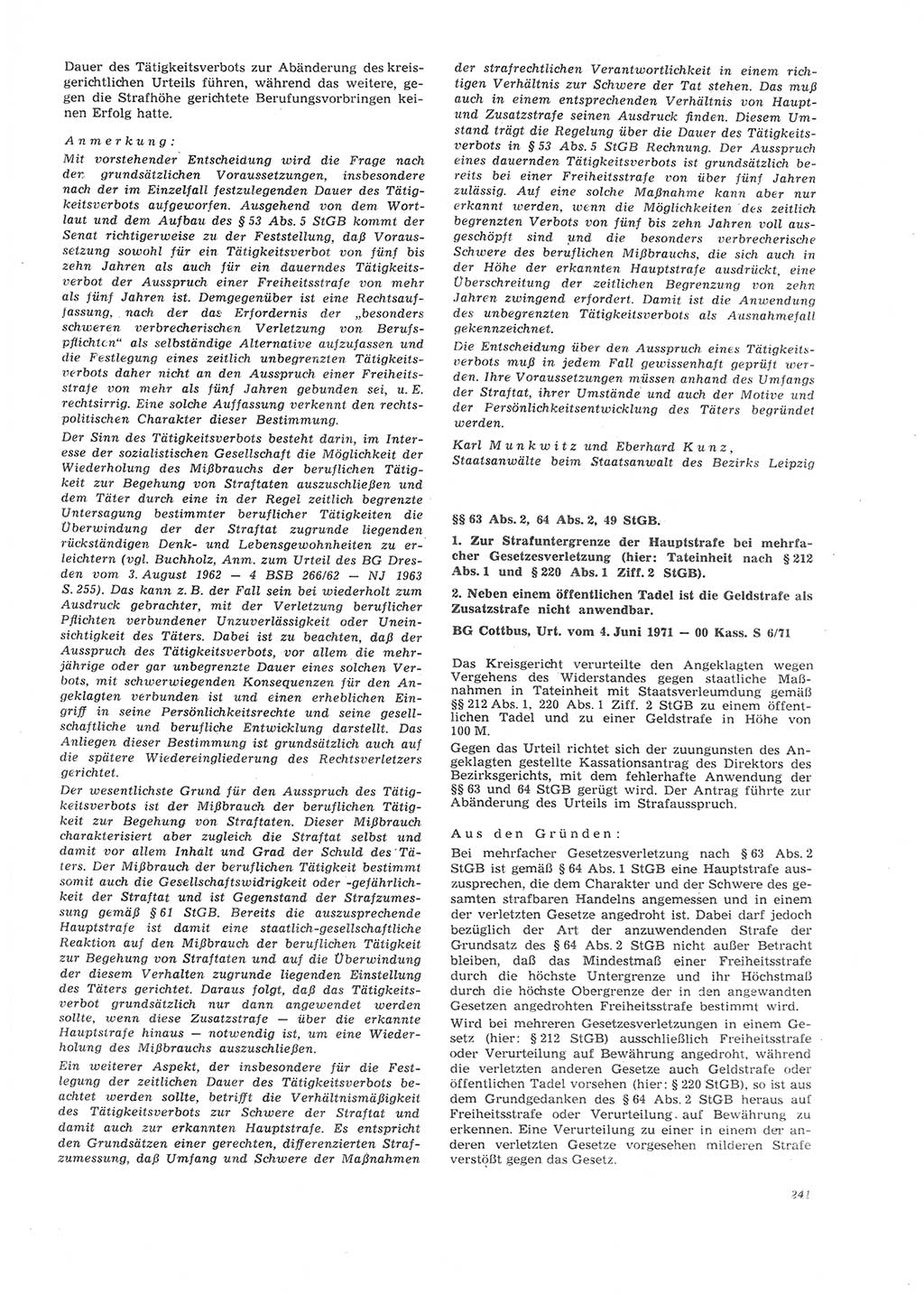 Neue Justiz (NJ), Zeitschrift für Recht und Rechtswissenschaft [Deutsche Demokratische Republik (DDR)], 26. Jahrgang 1972, Seite 241 (NJ DDR 1972, S. 241)