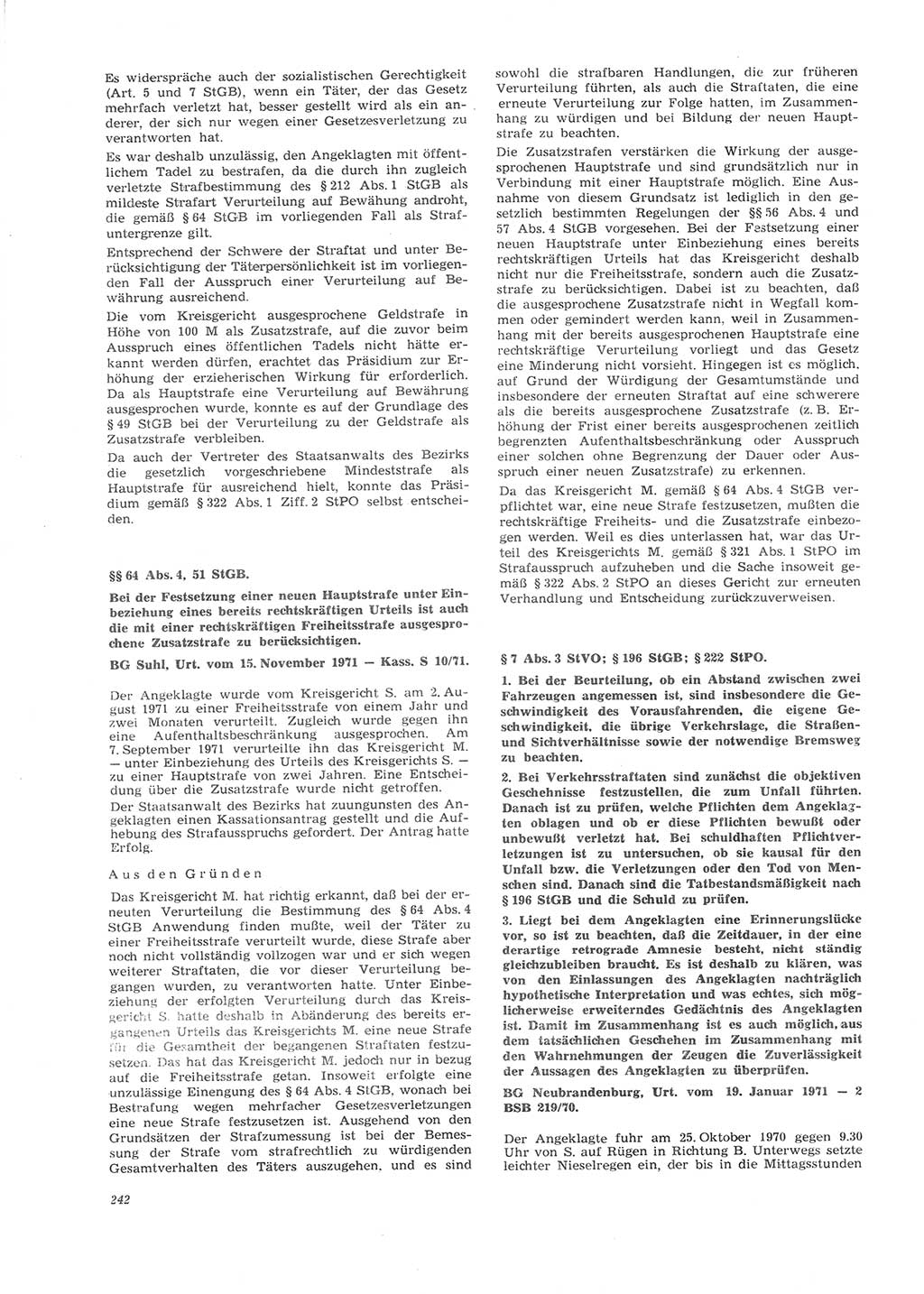 Neue Justiz (NJ), Zeitschrift für Recht und Rechtswissenschaft [Deutsche Demokratische Republik (DDR)], 26. Jahrgang 1972, Seite 242 (NJ DDR 1972, S. 242)