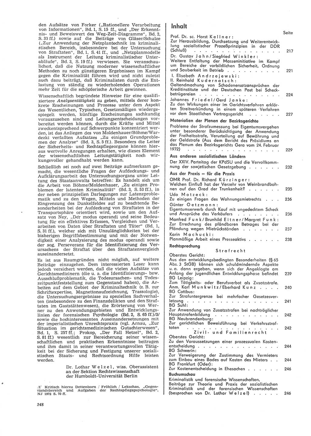 Neue Justiz (NJ), Zeitschrift für Recht und Rechtswissenschaft [Deutsche Demokratische Republik (DDR)], 26. Jahrgang 1972, Seite 248 (NJ DDR 1972, S. 248)