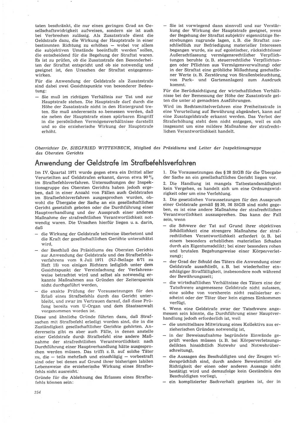 Neue Justiz (NJ), Zeitschrift für Recht und Rechtswissenschaft [Deutsche Demokratische Republik (DDR)], 26. Jahrgang 1972, Seite 254 (NJ DDR 1972, S. 254)