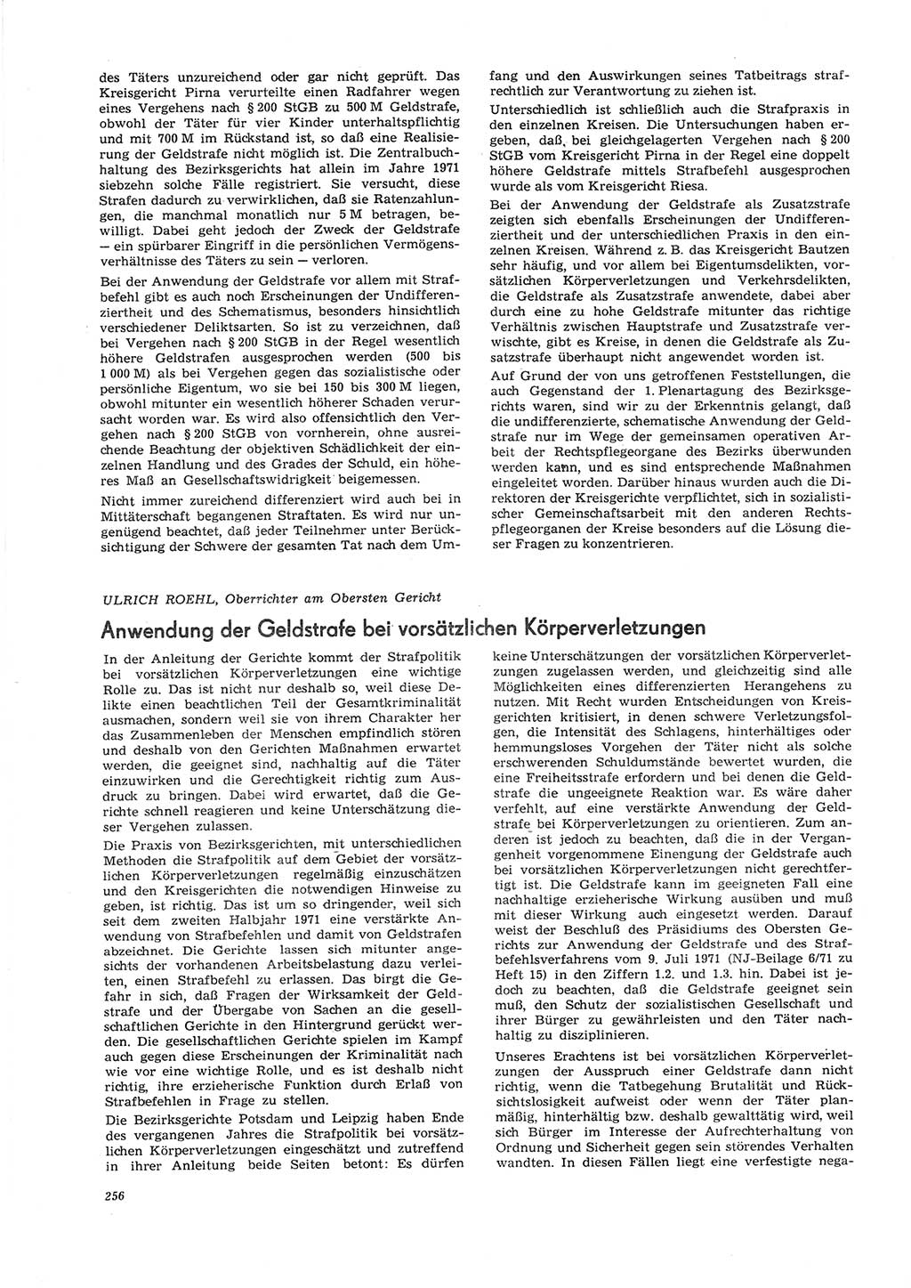 Neue Justiz (NJ), Zeitschrift für Recht und Rechtswissenschaft [Deutsche Demokratische Republik (DDR)], 26. Jahrgang 1972, Seite 256 (NJ DDR 1972, S. 256)