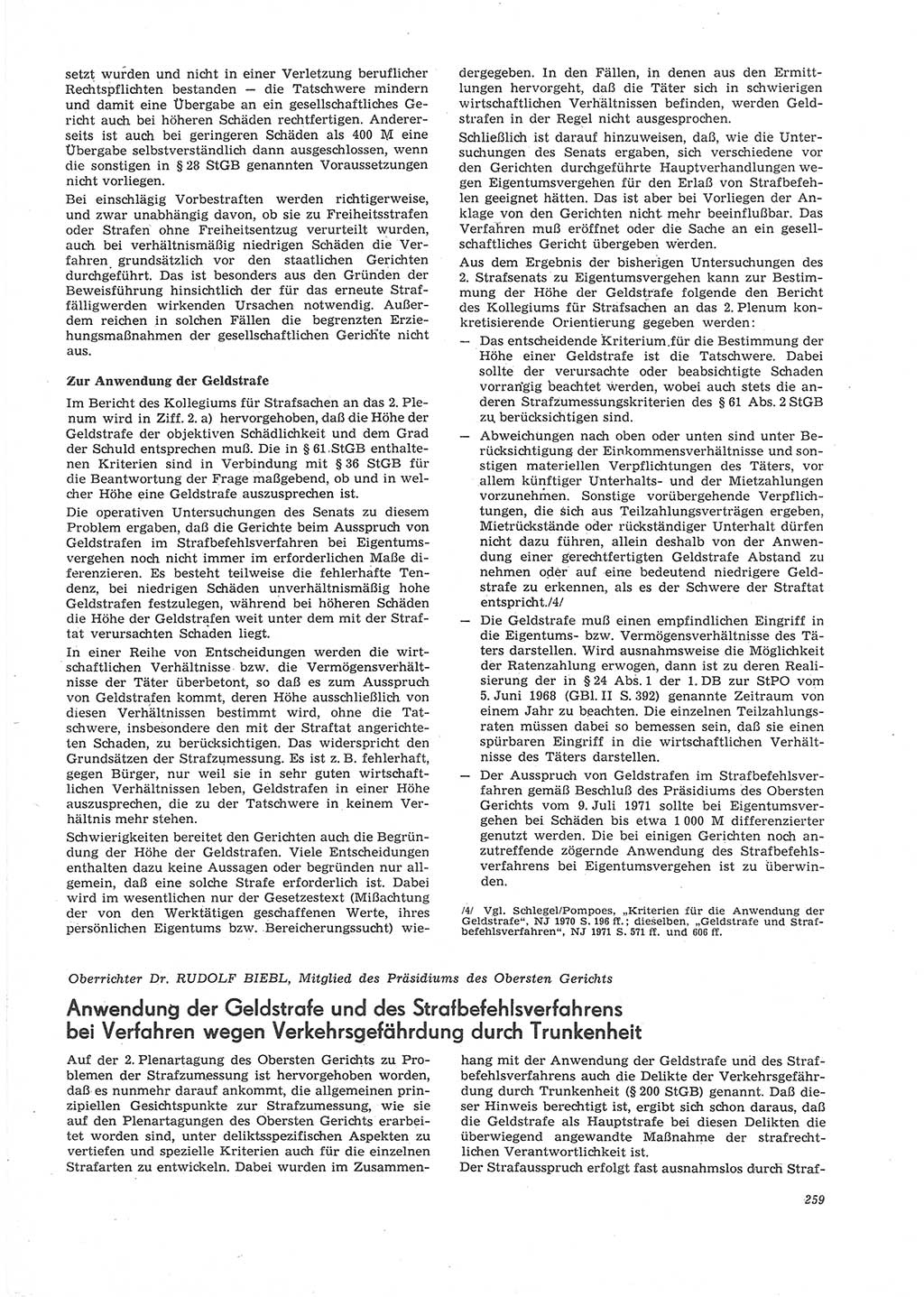 Neue Justiz (NJ), Zeitschrift für Recht und Rechtswissenschaft [Deutsche Demokratische Republik (DDR)], 26. Jahrgang 1972, Seite 259 (NJ DDR 1972, S. 259)