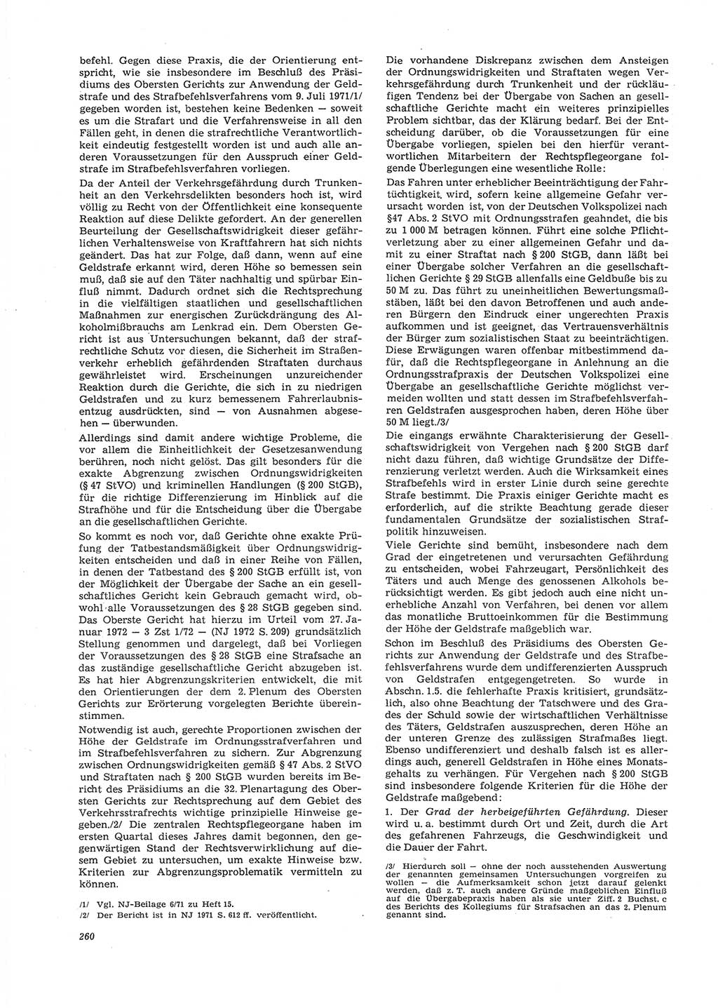Neue Justiz (NJ), Zeitschrift für Recht und Rechtswissenschaft [Deutsche Demokratische Republik (DDR)], 26. Jahrgang 1972, Seite 260 (NJ DDR 1972, S. 260)